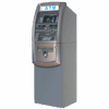 A standalone ATM machine with card slot and keypad.