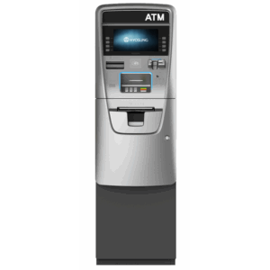 A modern ATM machine for cash withdrawal and banking services.