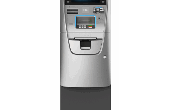A modern ATM machine for cash withdrawal and banking services.